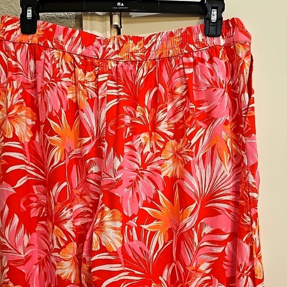 NWT Marc New York Linen Pull on Pant Elastic Waist Wide Leg Red Palm. Large - Picture 13 of 14